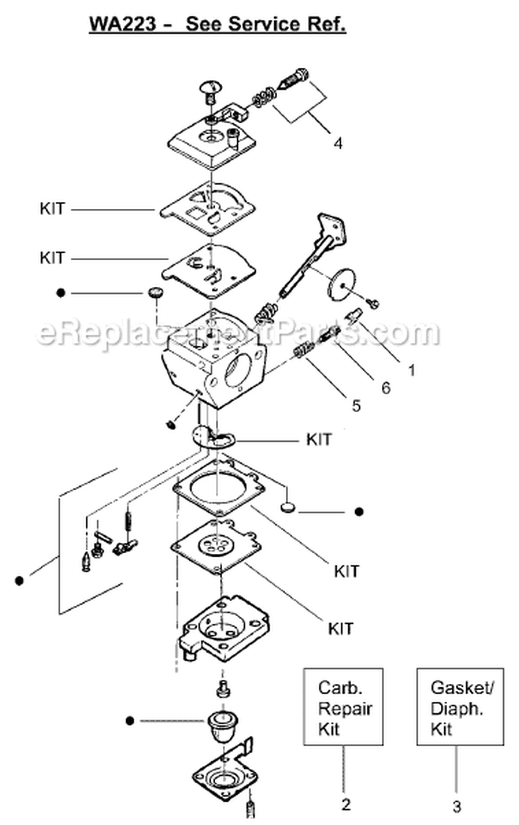 Page B Diagram and Parts List for XT25  Weed Eater Trimmer